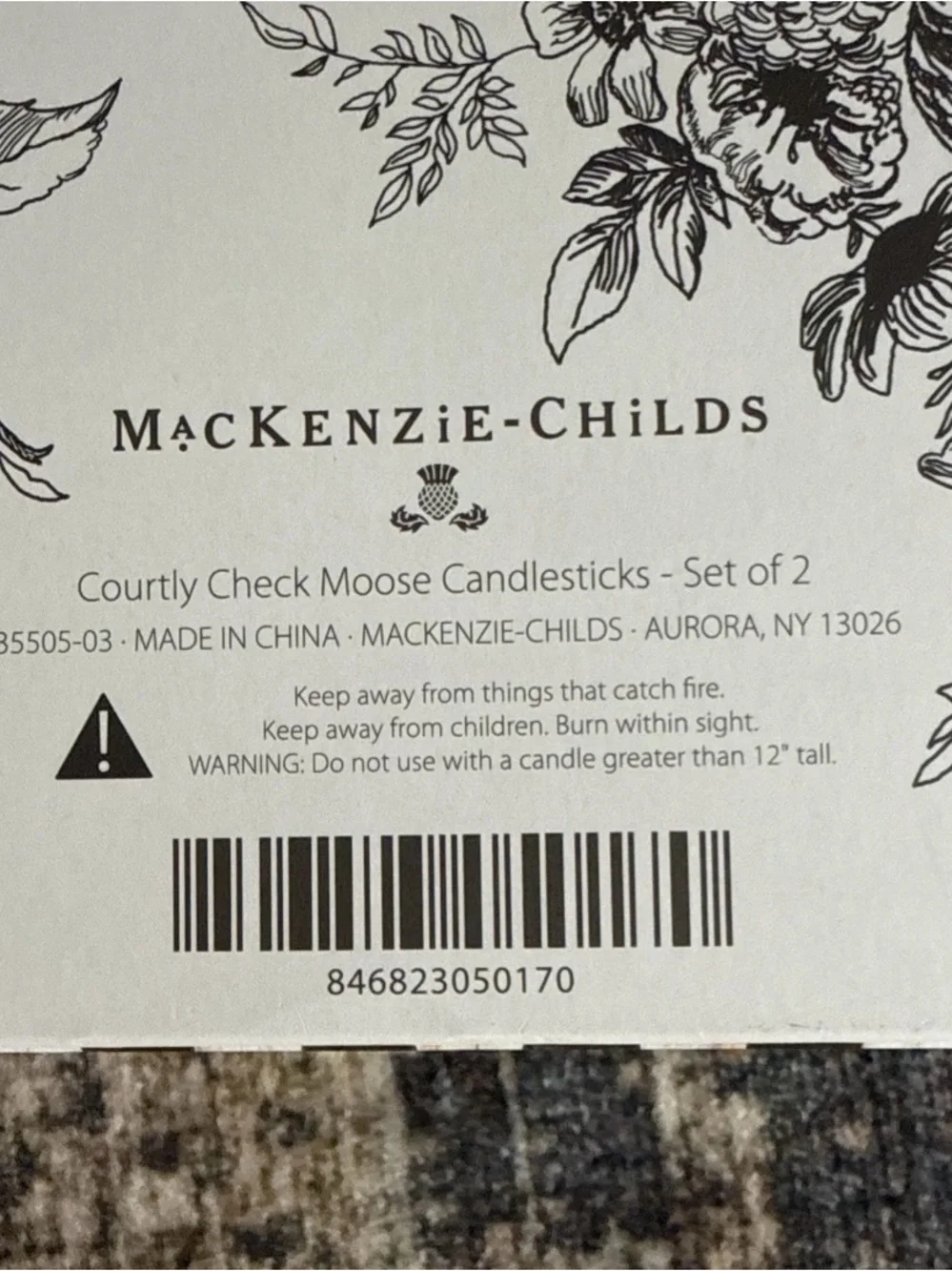 Mackenzie Childs Moose Candle Holders - Black, White & Gold - Home